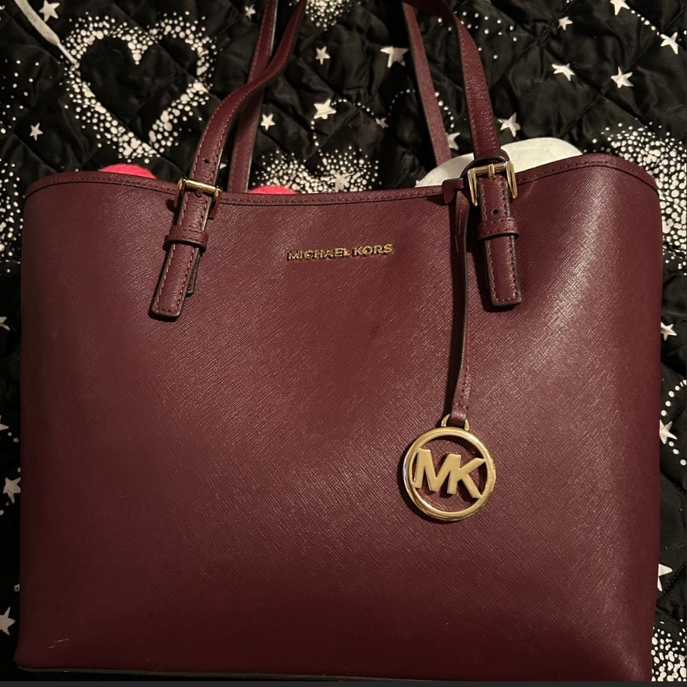 Michael Kors Burgundy Tote Bag